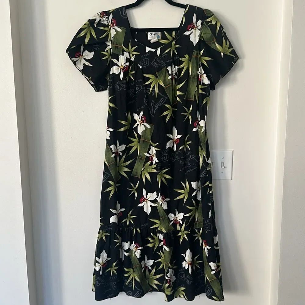 KY’s Hawaiian Floral Midi Cotton Dress XL